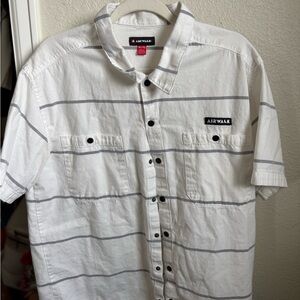 Airwalk Men's White and Gray Striped Shirt